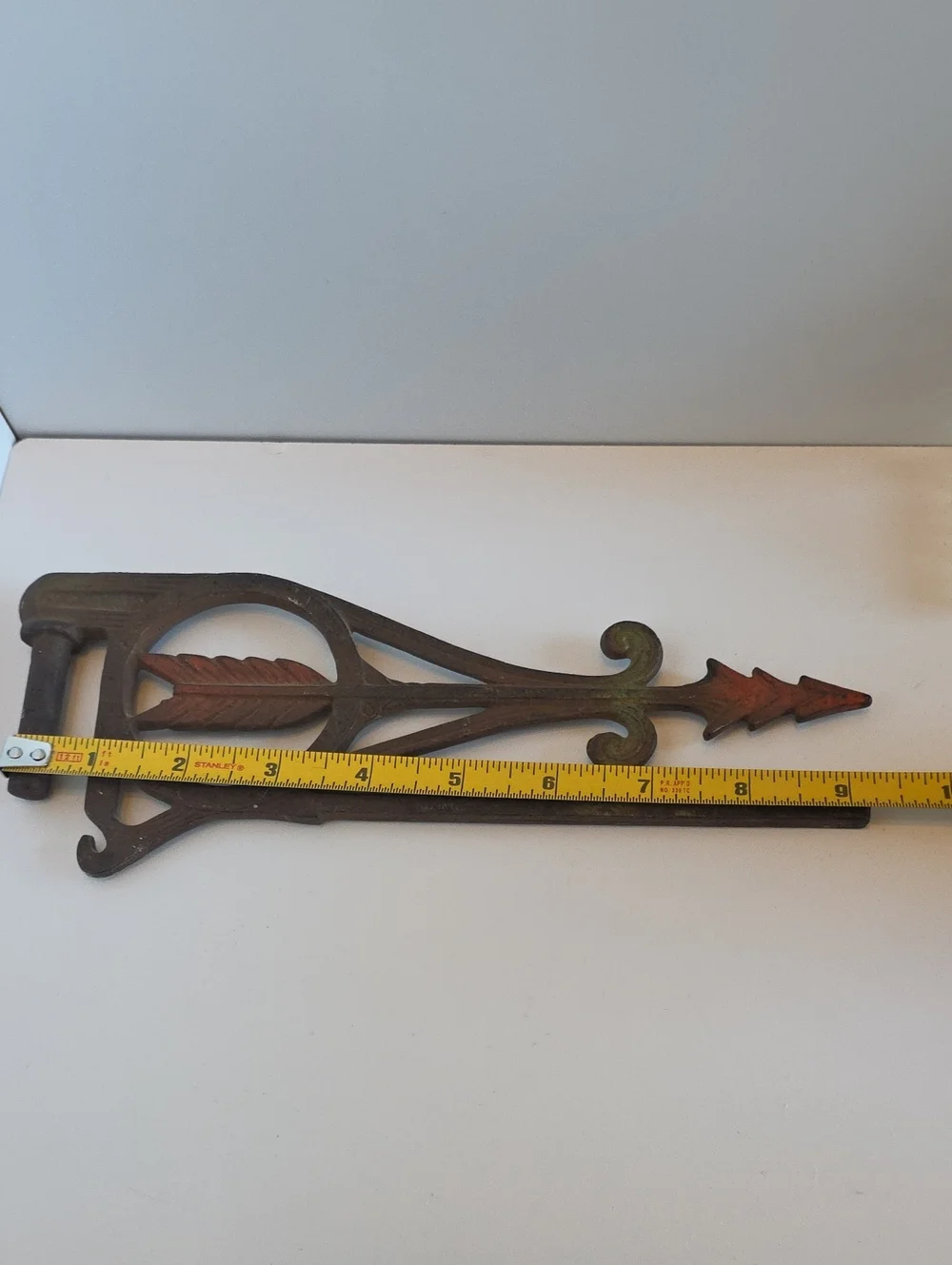 Antique 1920's Cast Iron Arrow Curtain Crane Swing Arm Drapery Rod Art Deco